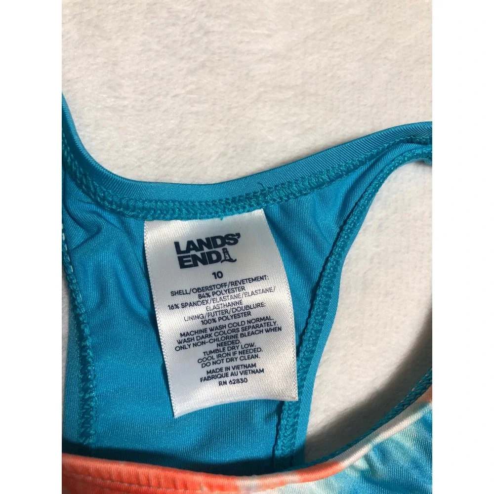 5/$25 Lands' End Tankini Top Girls 10 Multi-Color Tie Dye Racerback Swimwear
